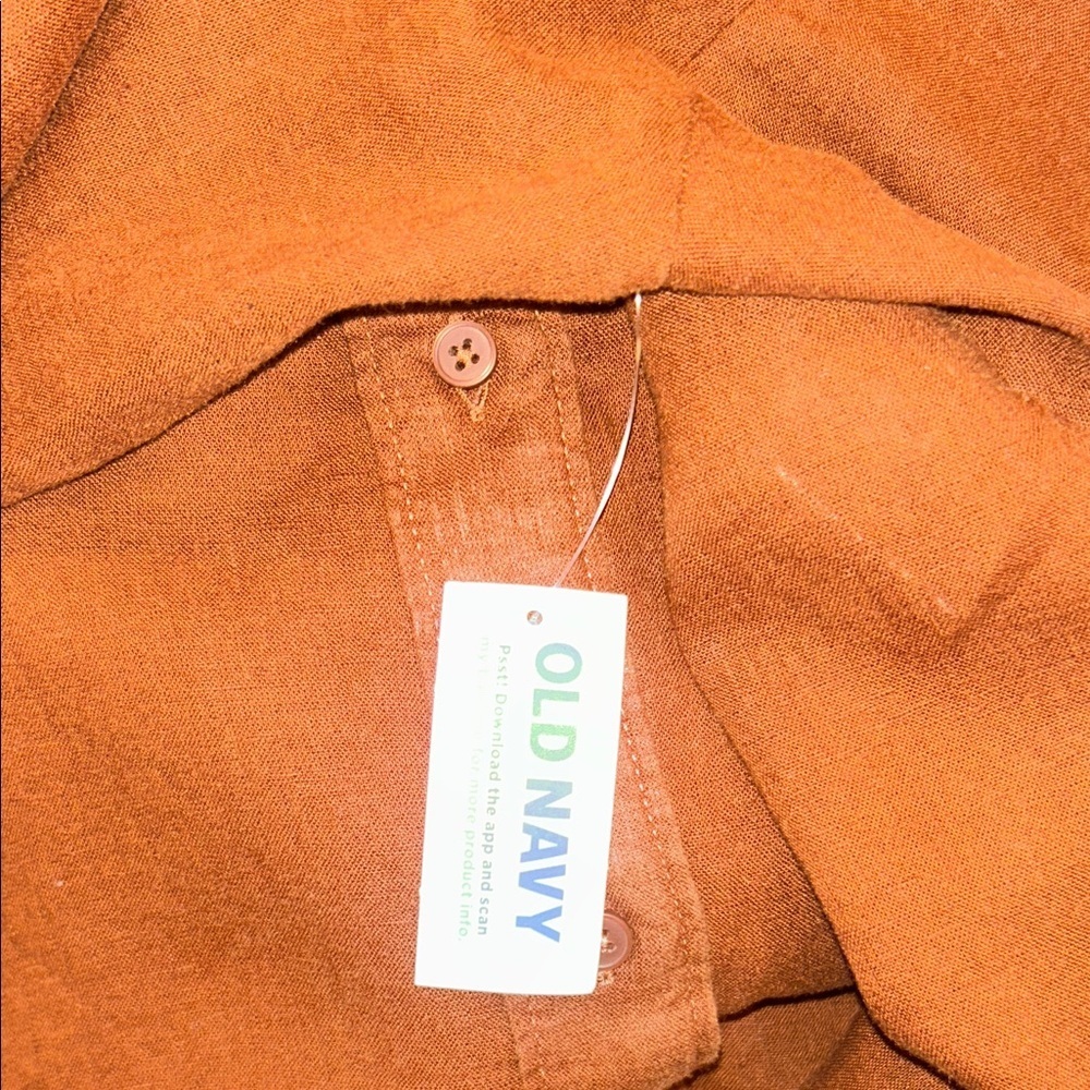 Old Navy The Cropped Shirt Linen-Blend Chocolate Brown Color, Size M - Picture 11 of 14